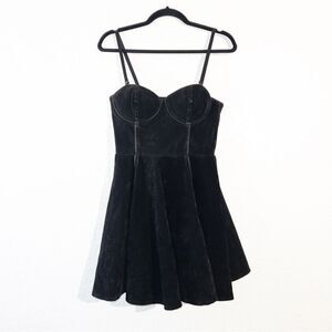 MinkPink Black Saint Bernadette Faux Suede Strapless Dress Size Large‎